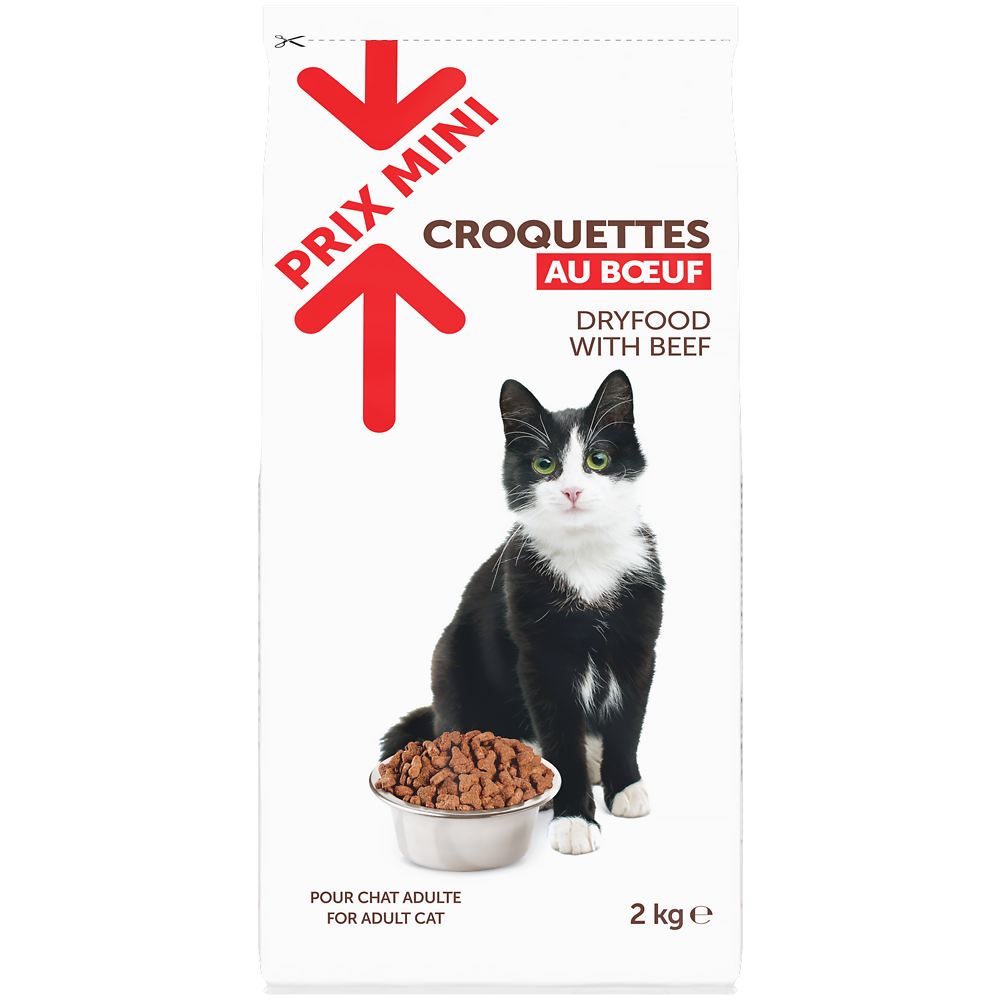 Croquettes au boeuf pour chat adulte PRIX MINI - 2kg