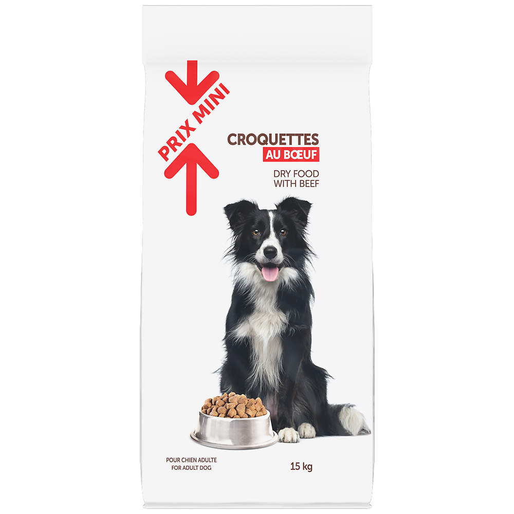 Croquettes au boeuf pour chien adulte PRIX MINI - 15kg