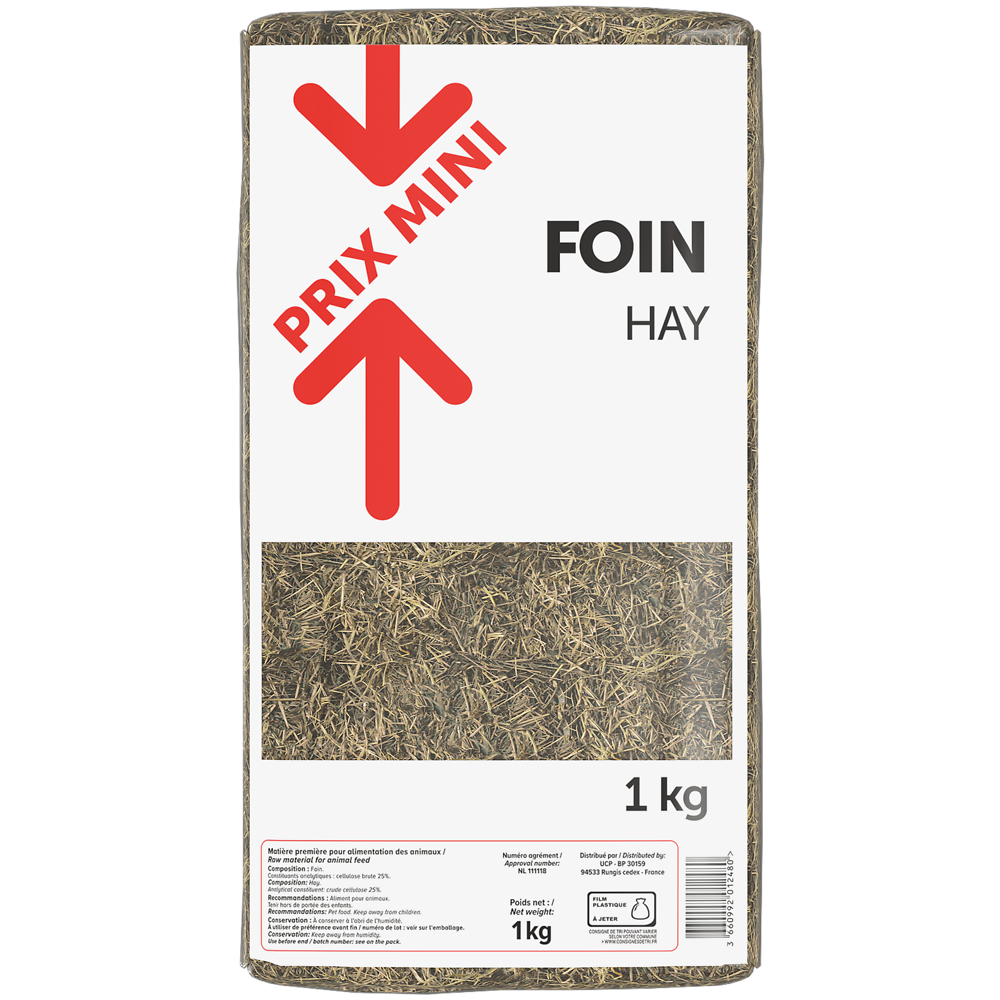 Foin compact pour rongeurs PRIX MINI sac 1kg