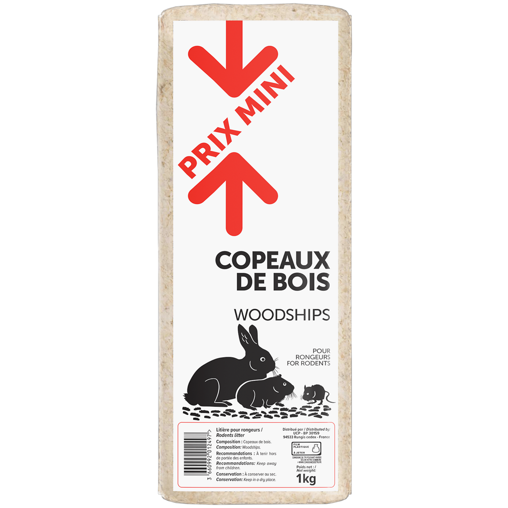 Copeaux de bois pour rongeurs PRIX MINI sac 1kg