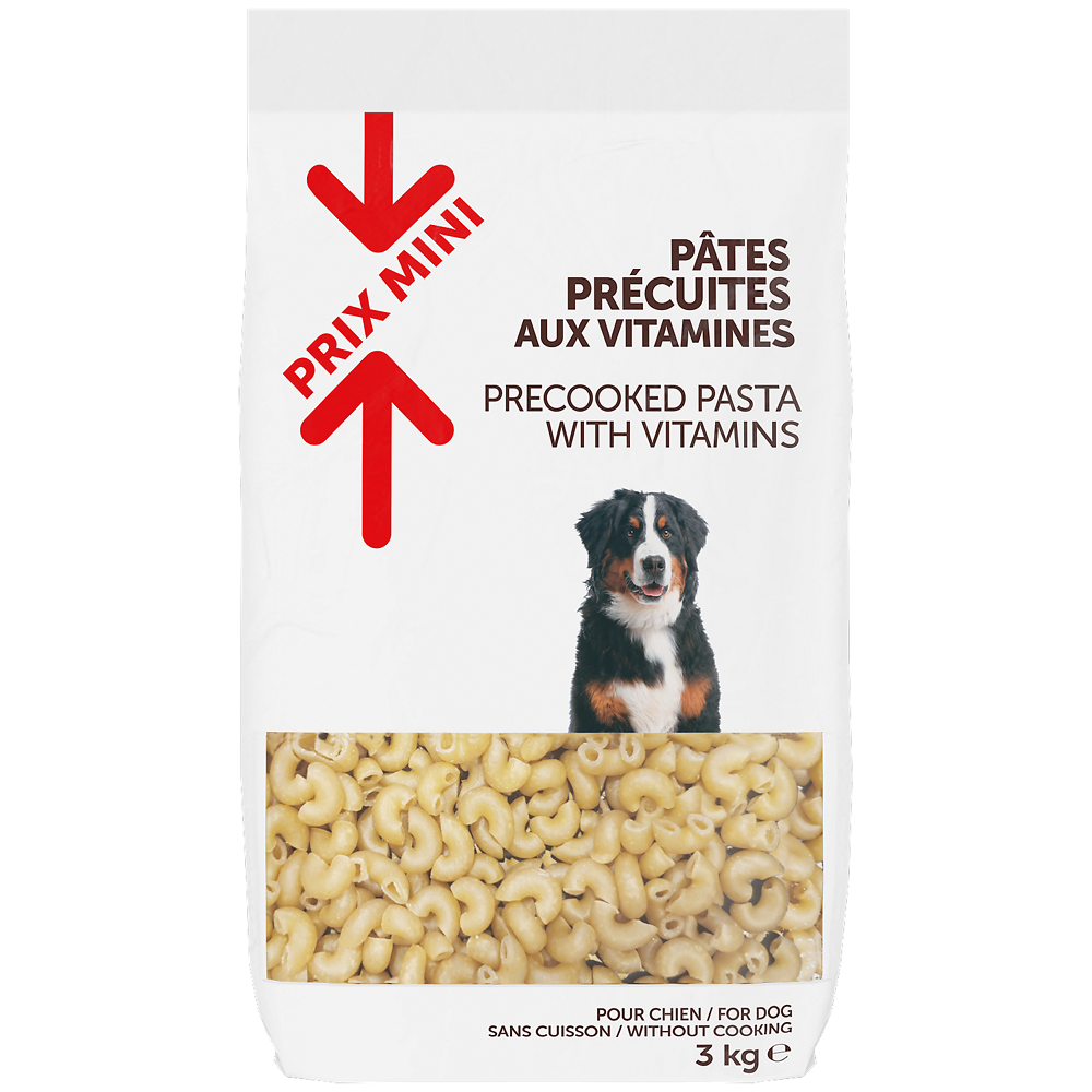 Pâtes précuites aux vitamines pour chien, PRIX MINI, sac 3kg