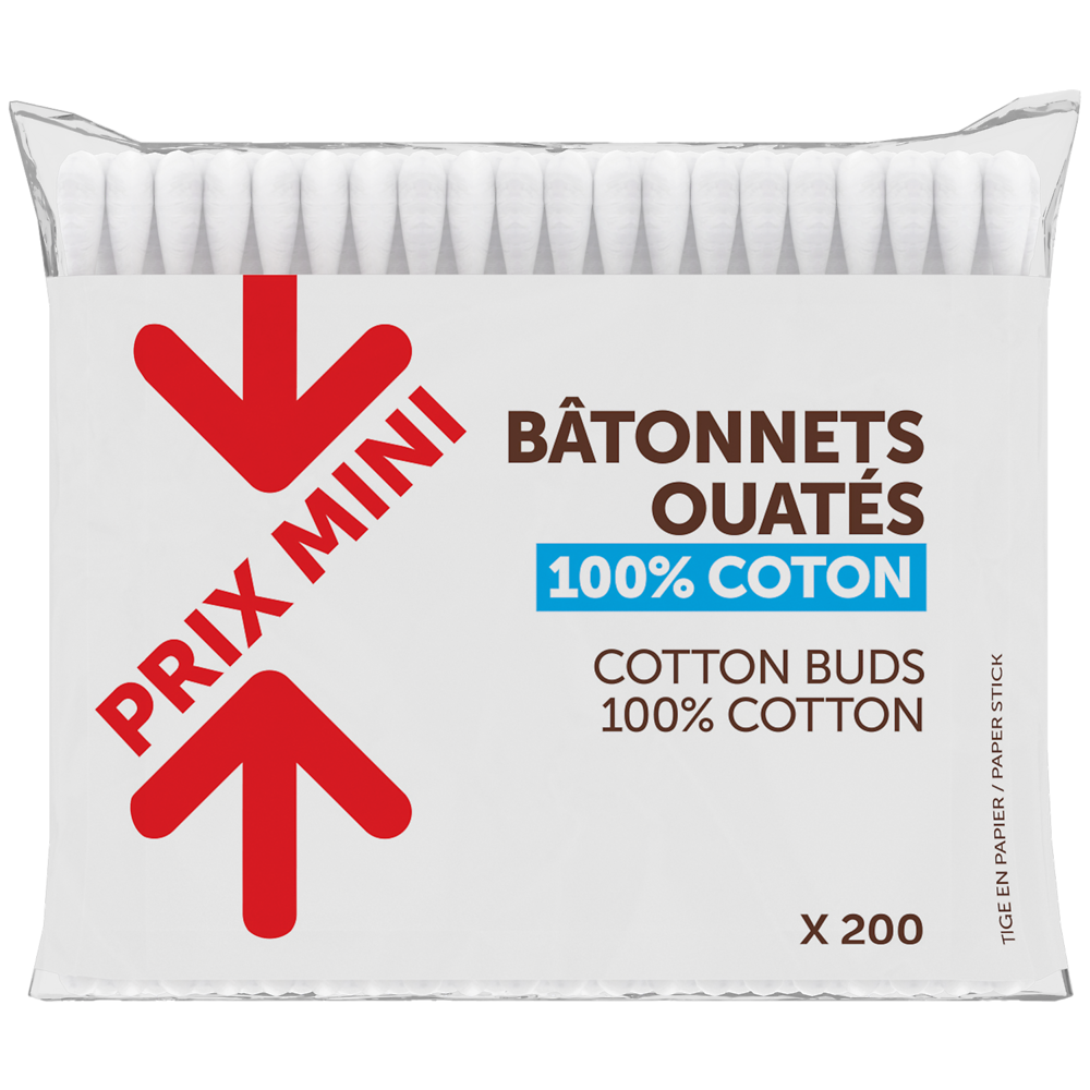 Bâtonnets cotons PRIX MINI - sachet x200