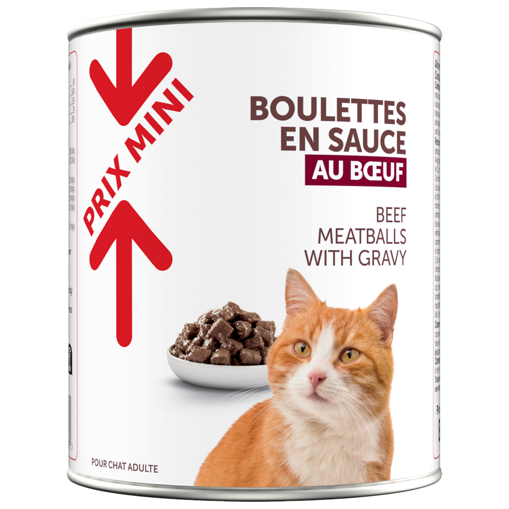 Boulettes en sauce boeuf pour chat PRIX MINI 800g