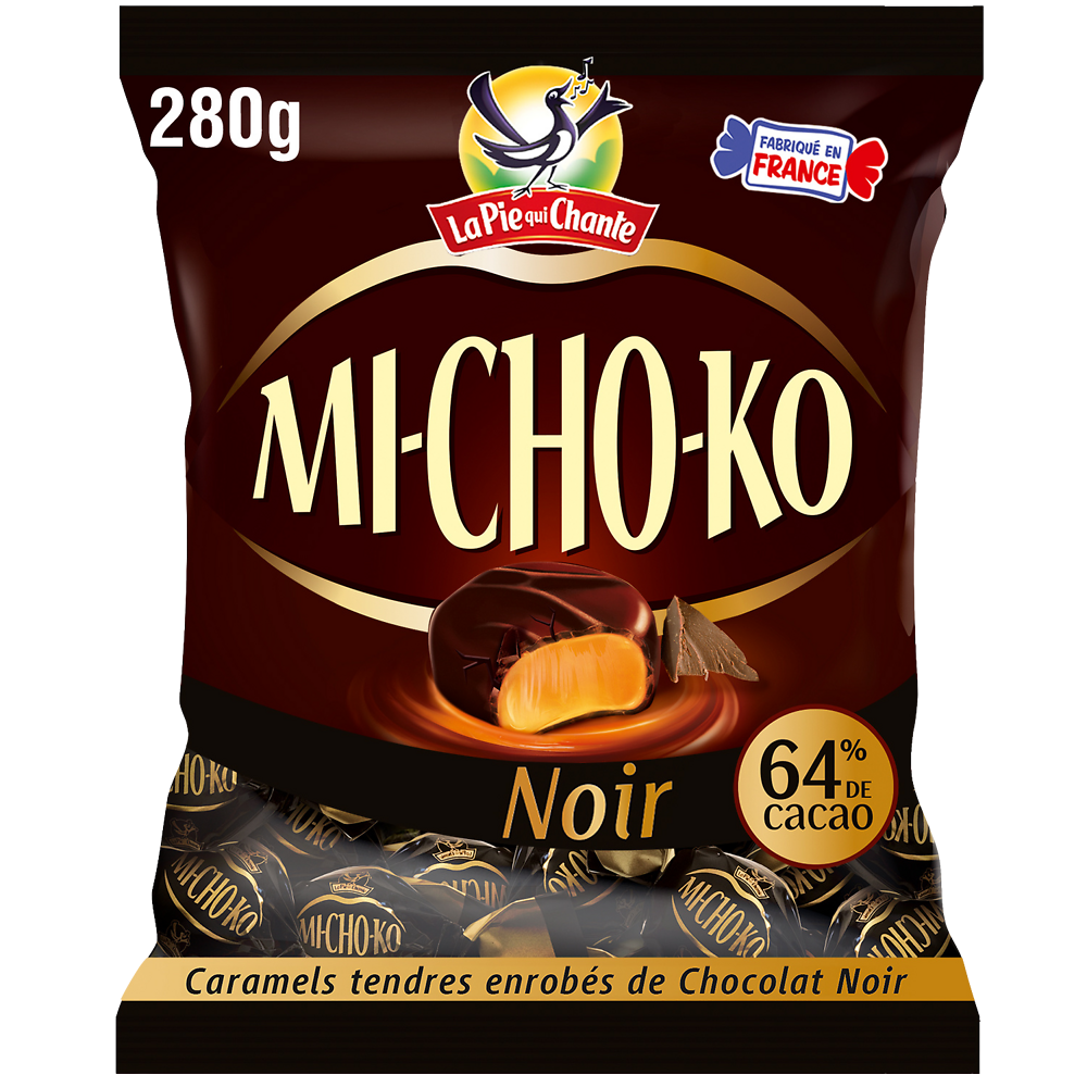 Bonbons Michoko Chocolat noir et caramel LA PIE QUI CHANTE - Sachet de280g