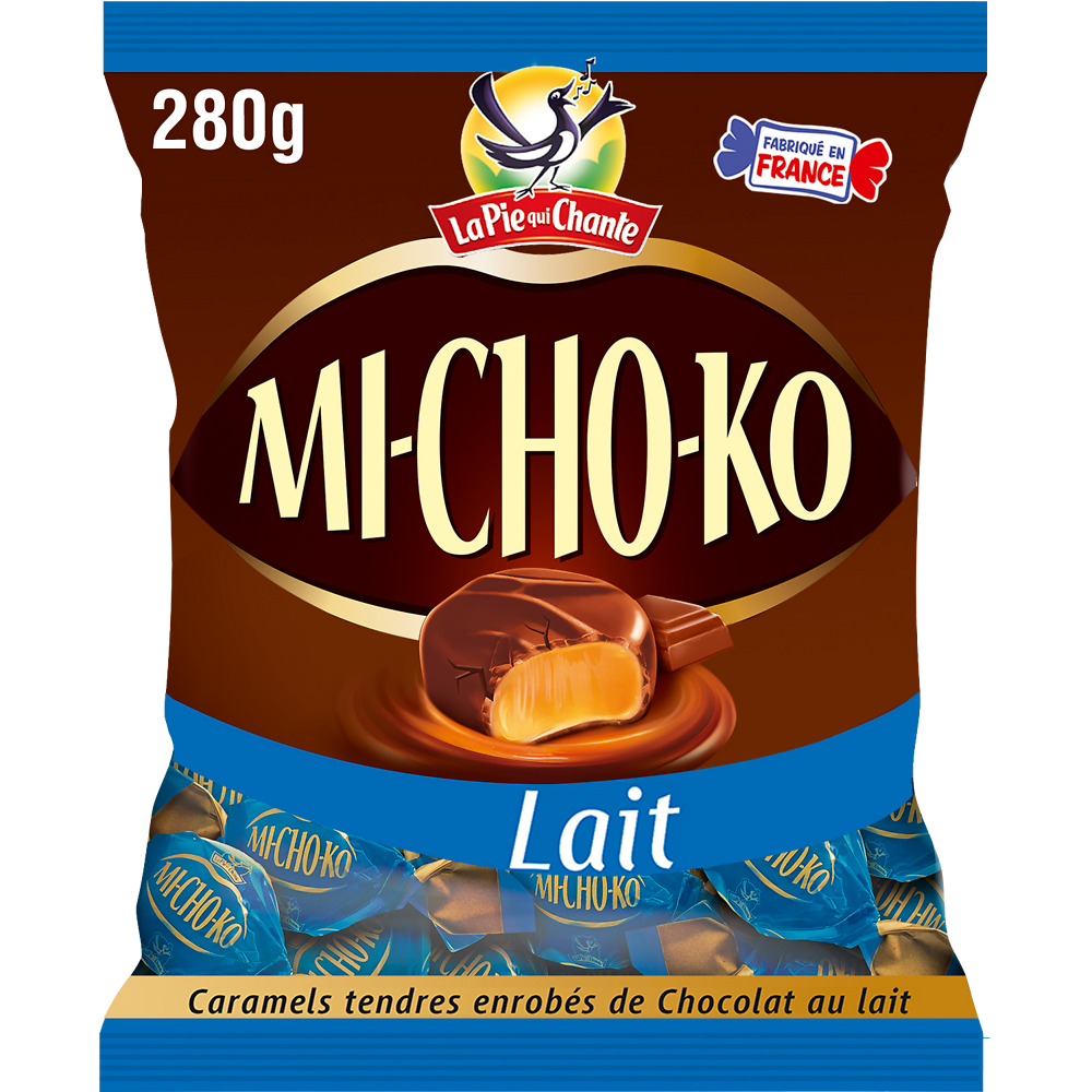 Bonbons Michoko Chocolat au lait et caramel LA PIE QUI CHANTE - Sachetde 280g