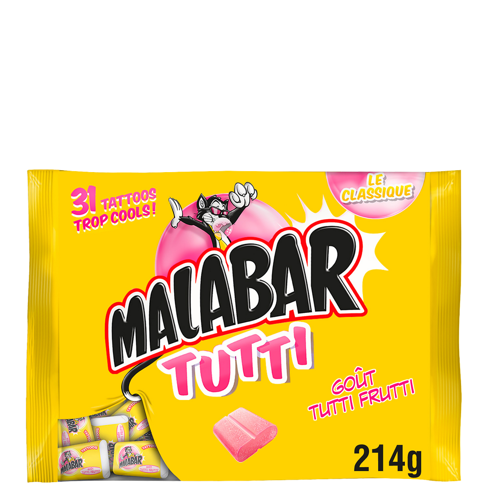 Chewing gum Tutti Frutti MALABAR - Sachet de 214g