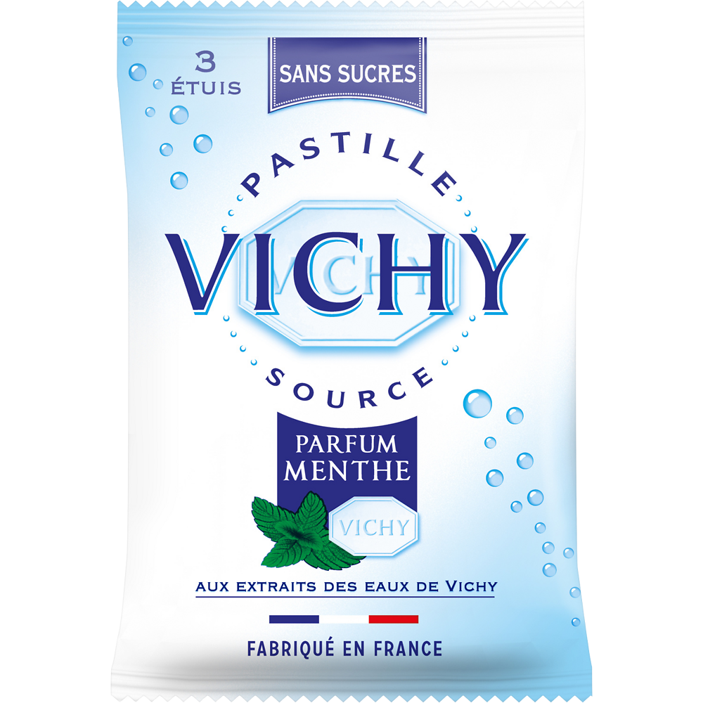 Pastilles à la menthe sans sucre VICHY, 3X19g