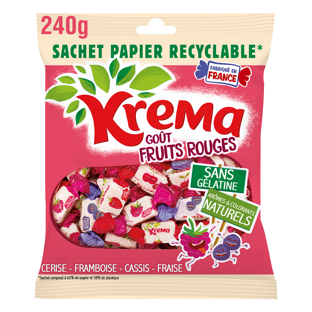 Bonbons Fruits rouges KREMA - Sachet recyclable de 240g