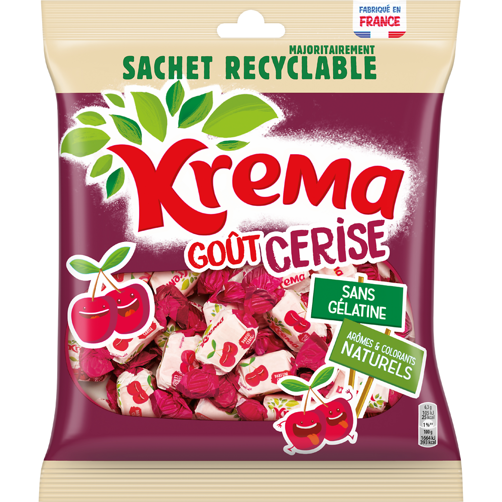 Bonbons Cerise KREMA - Sachet recyclable de 240g