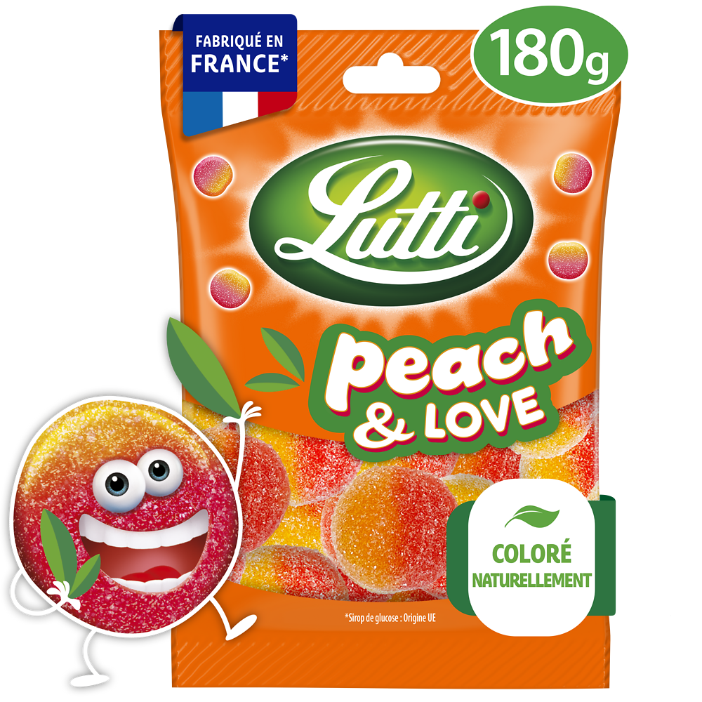 Bonbons Peach & Love à la pêche LUTTI - Sachet de 180g