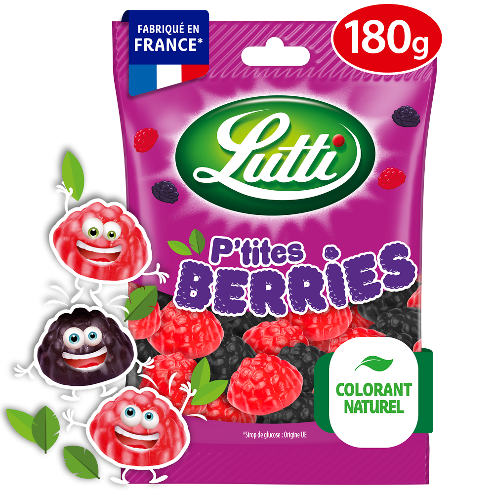 Bonbons P'tites Berries aux fruits des bois LUTTI - Sachet de 180g