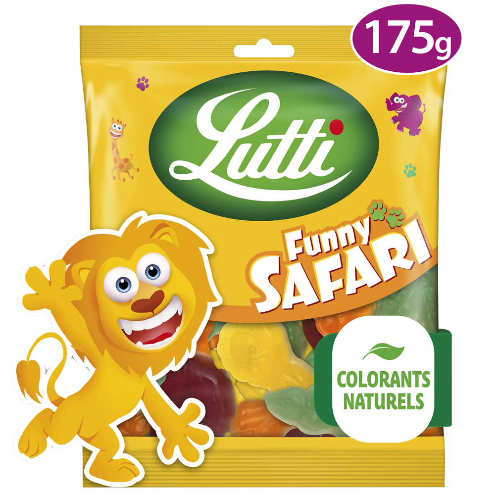 Bonbons Funny Safari aux fruits LUTTI - Sachet de 175g