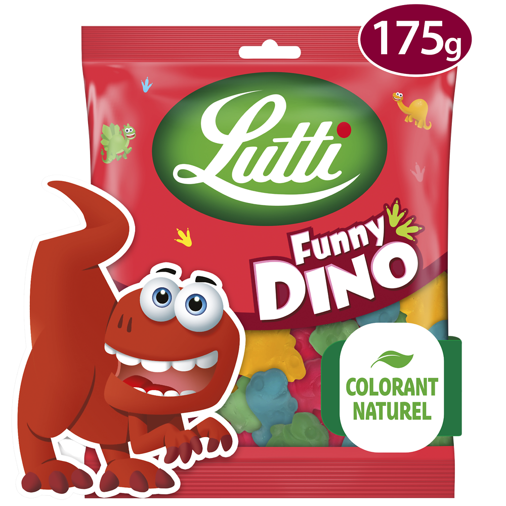 Bonbons Funny Dino aux fruits LUTTI - Sachet de 175g