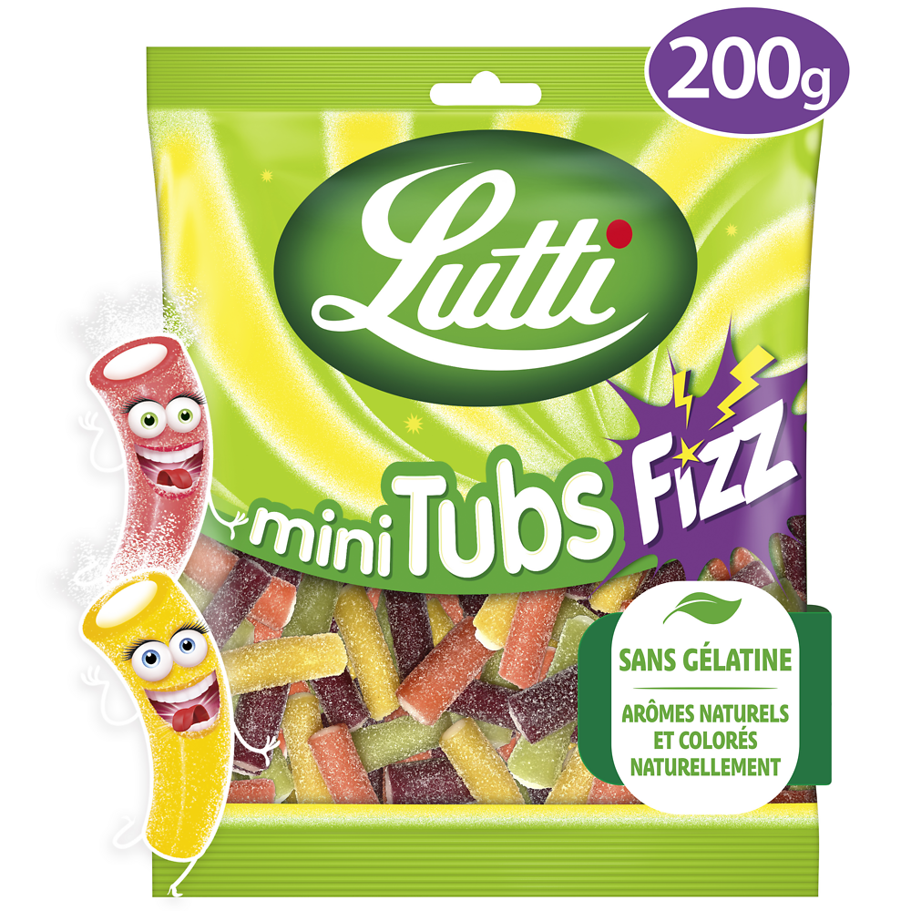 Bonbons Mini Tubs Fizz piquants LUTTI - Sachet de 200g