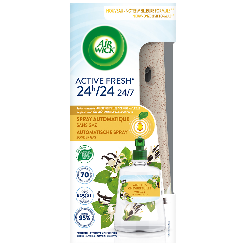 Spray automatique sans gaz active fresh van./chevrefeuille AIR WICK