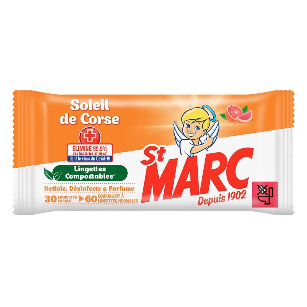 Lingettes compostable soleil de corse ST MARC x30