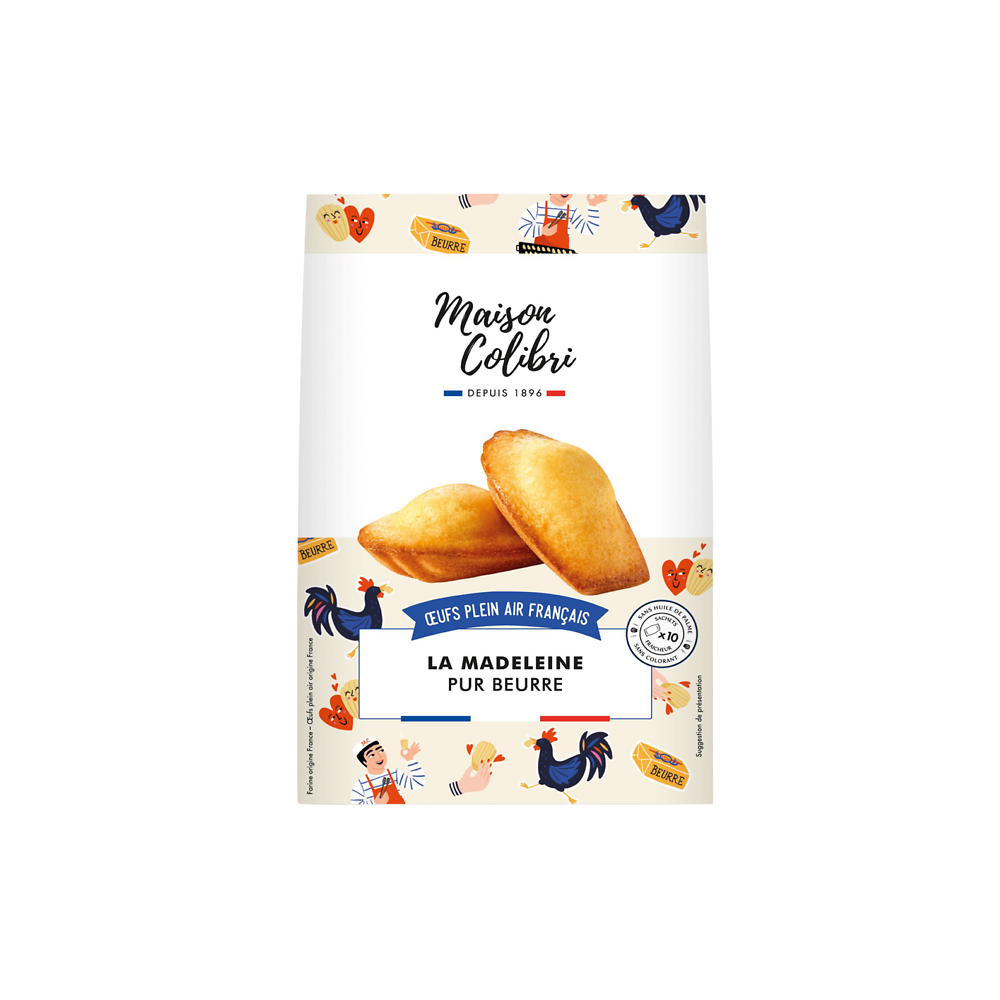 Madeleines nature pur beurre oeufs plein air Maison Colibri - x10 sachets - 250g