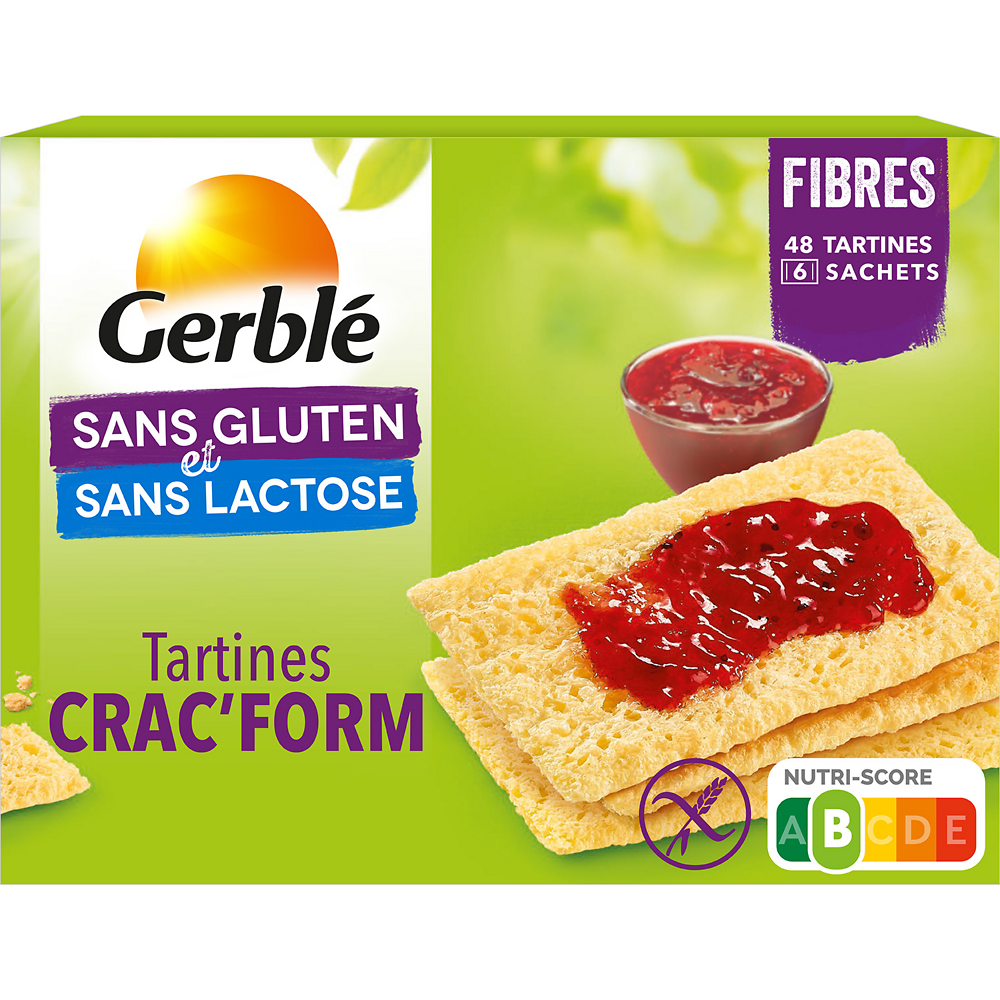 Tartines  Crac'Form Sans Gluten GERBLE   -  6x8, 250g