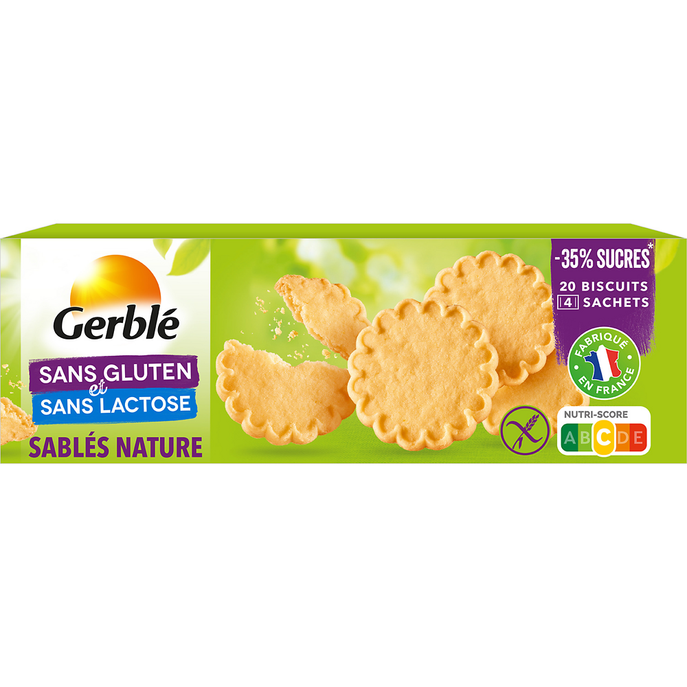 Biscuits  Sablés Nature Sans Gluten GERBLE - 4x5, 120 g