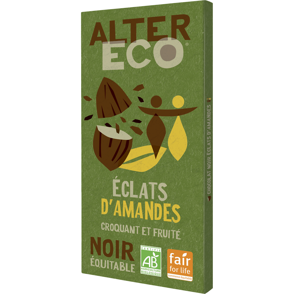 Chocolat noir bio aux amandes ALTER ECO, tablette de 100g