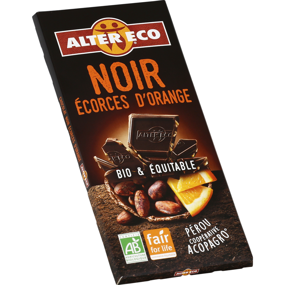 Chocolat noir orange Bio ALTER ECO, tablette de 100g