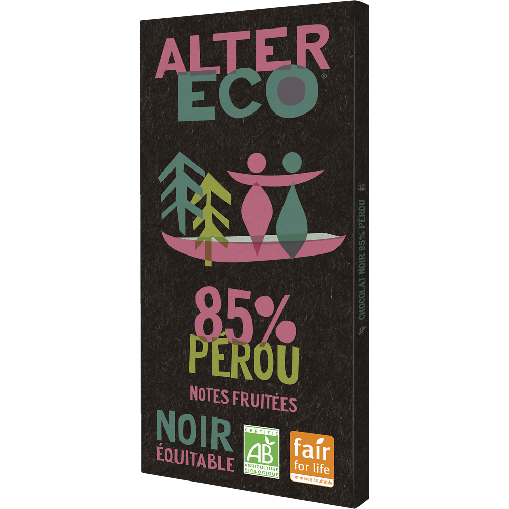 Chocolat noir bio 85% Pérou ALTER ECO -Tablette 100g