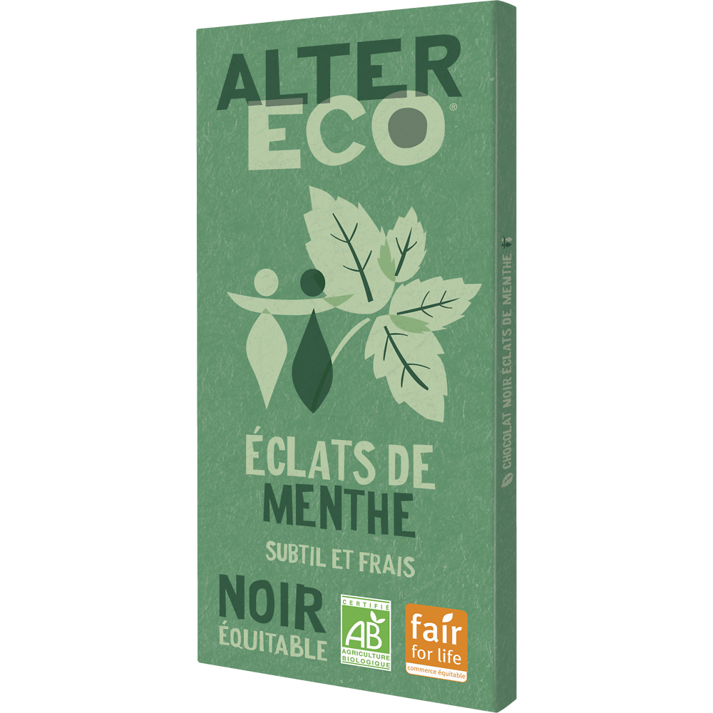 Chocolat noir bio à la menthe ALTER ECO, tablette de 100g