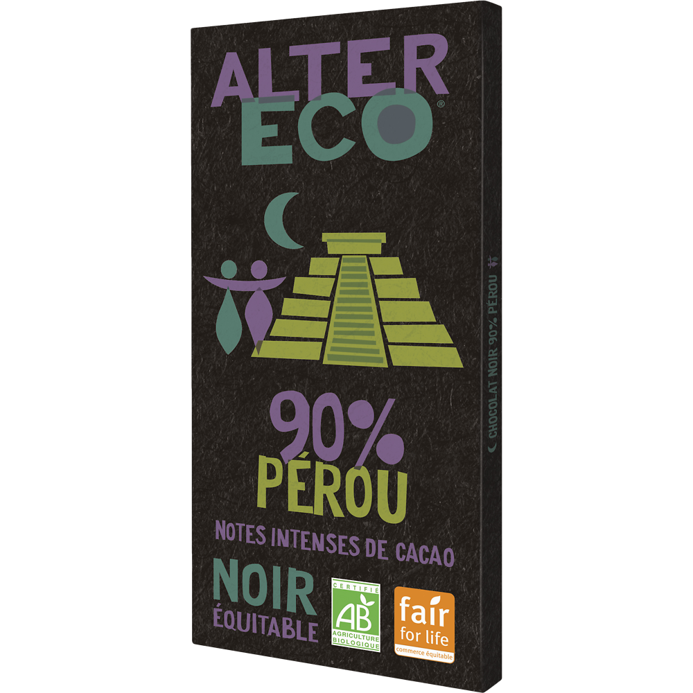 Chocolat noir bio 90% Pérou ALTER ECO - Tablette 100g