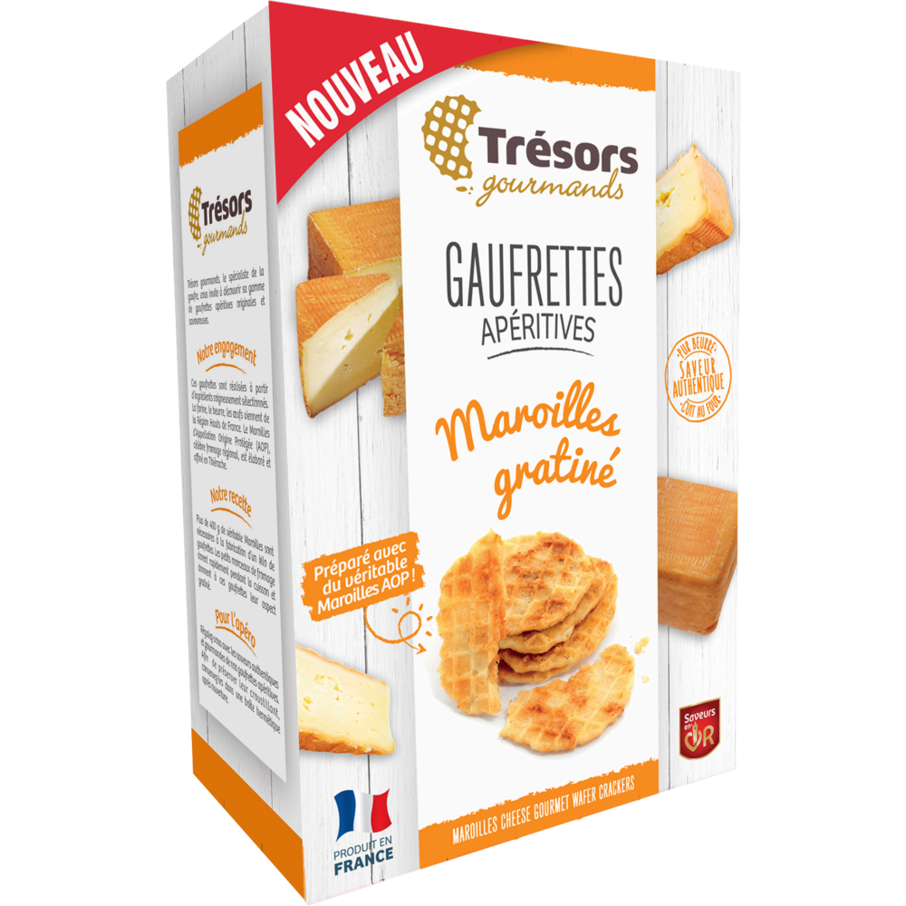 Gaufrettes apéritives maroilles gratiné TRESOR GOURMANDS, 60g