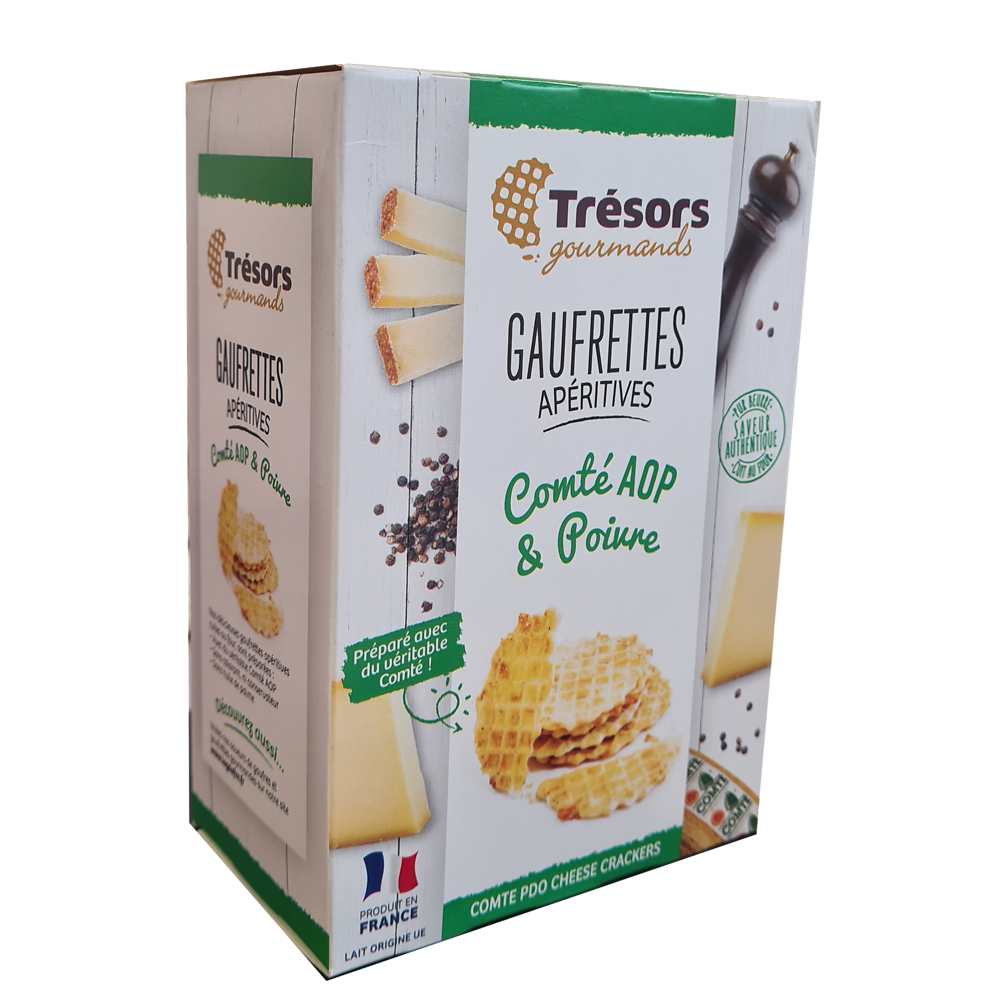 Gaufrettes apéritives comté poivre TRESOR GOURMANDS, 60g