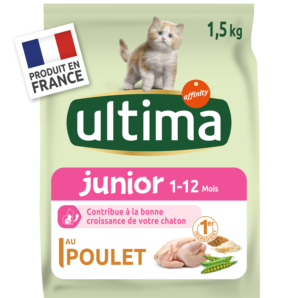 Croquettes au poulet, pour chats stérilisés junior ULTIMA, 1,5Kg