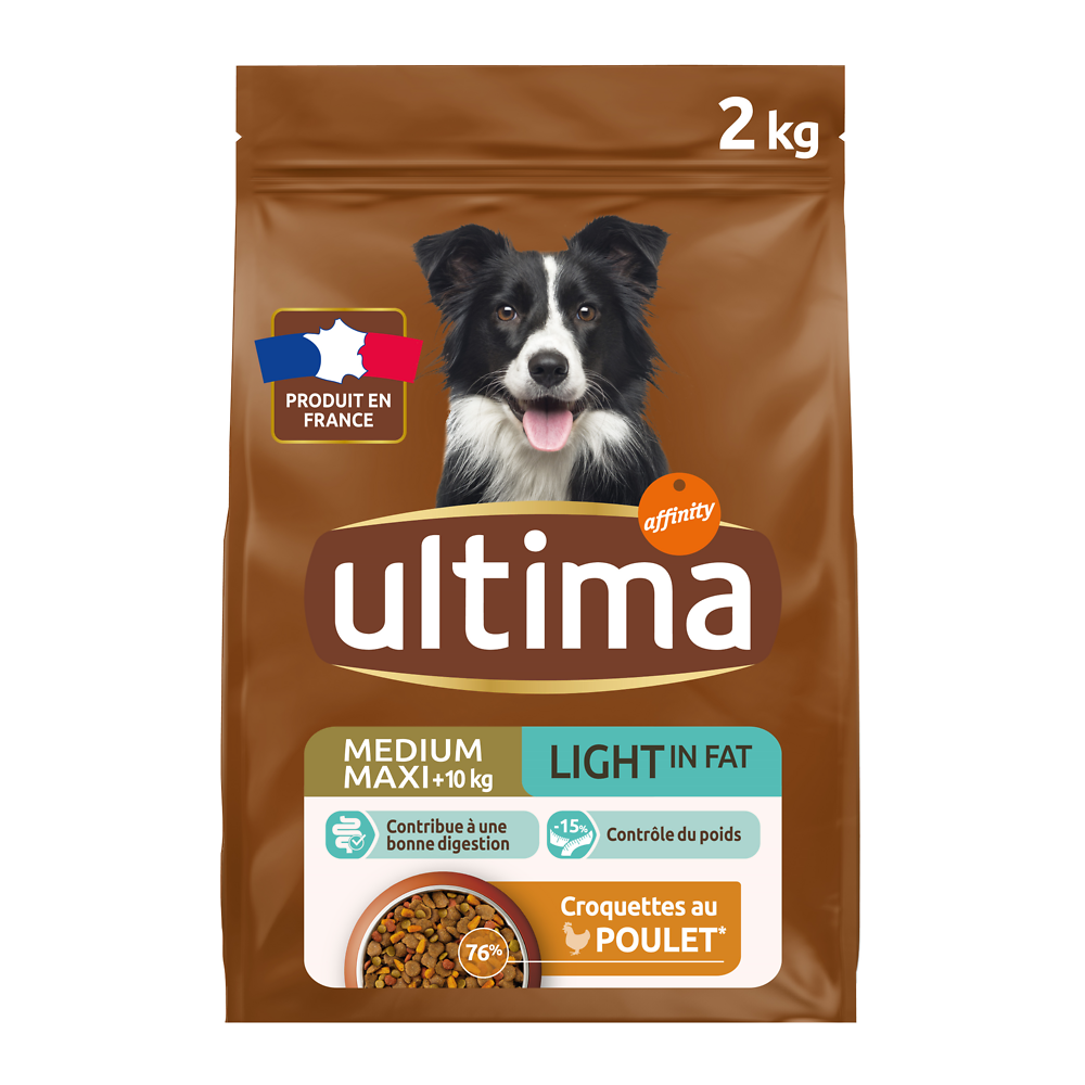 Croquettes pour chien médium Repas Équilibré light ULTIMA, 2kg