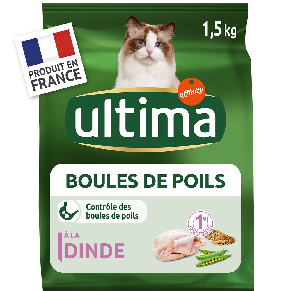 Croquettes pour chat contrôle des boules de poils ULTIMA, 1,5kg