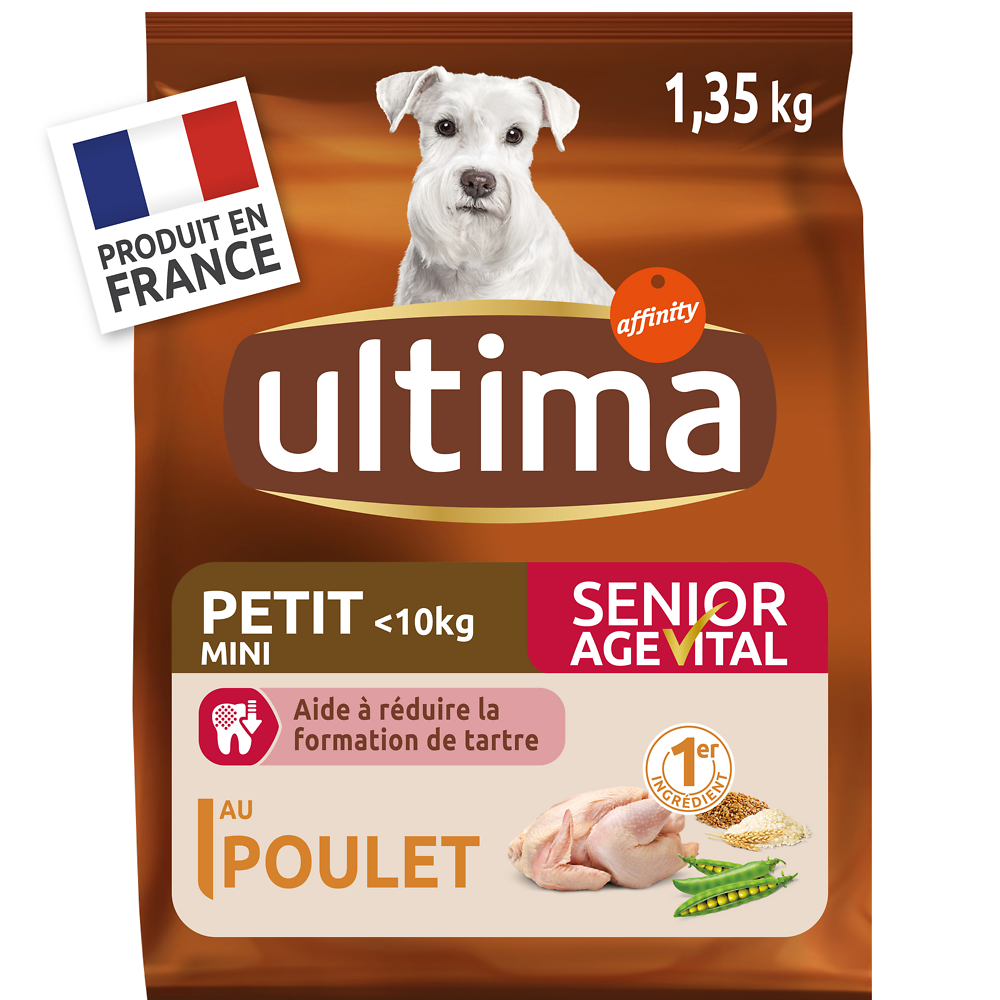 Croquettes pour chien mini senior agevital + 8 ans ULTIMA 1,35kgs