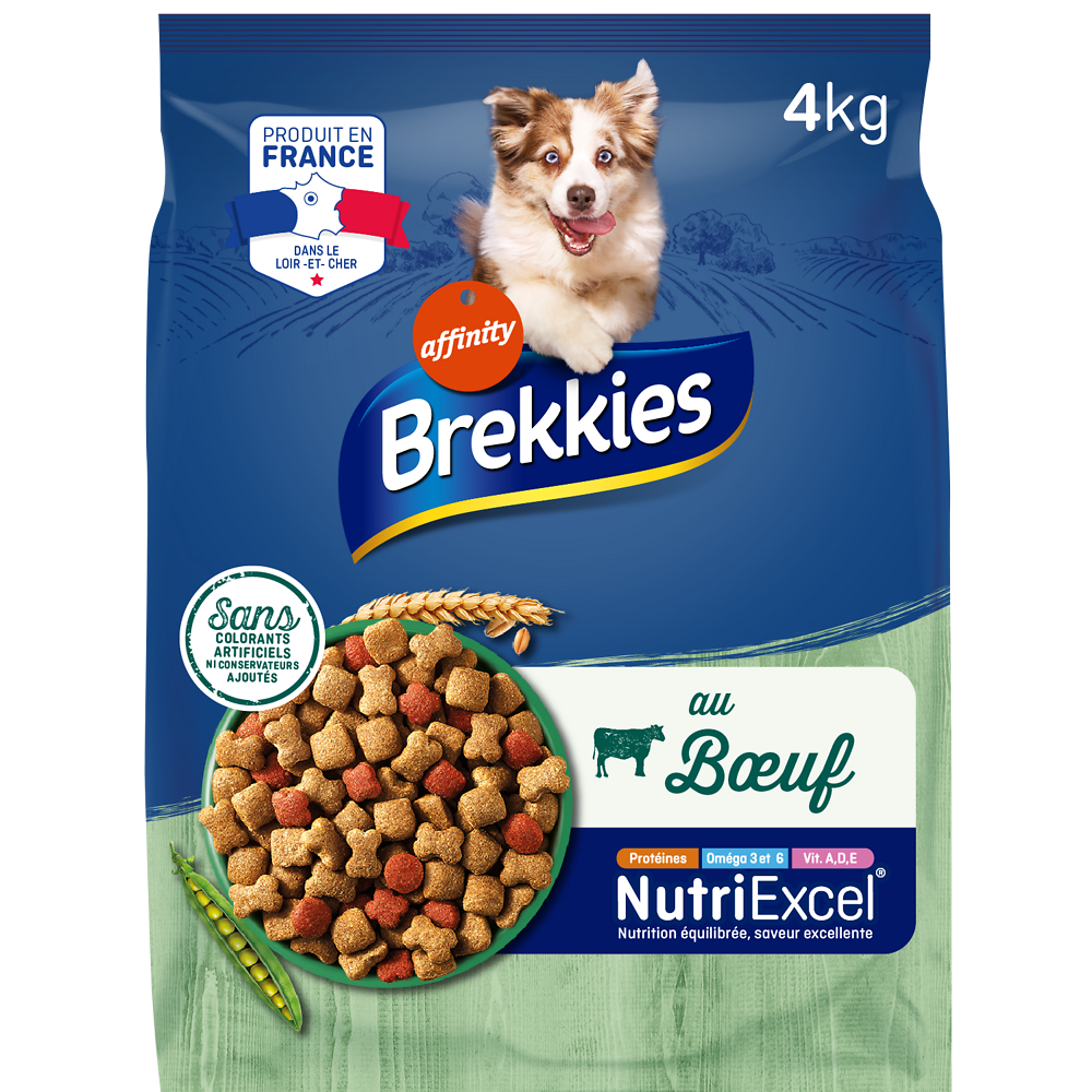 Croquettes Chien Adulte Boeuf BREKKIES - 4kg