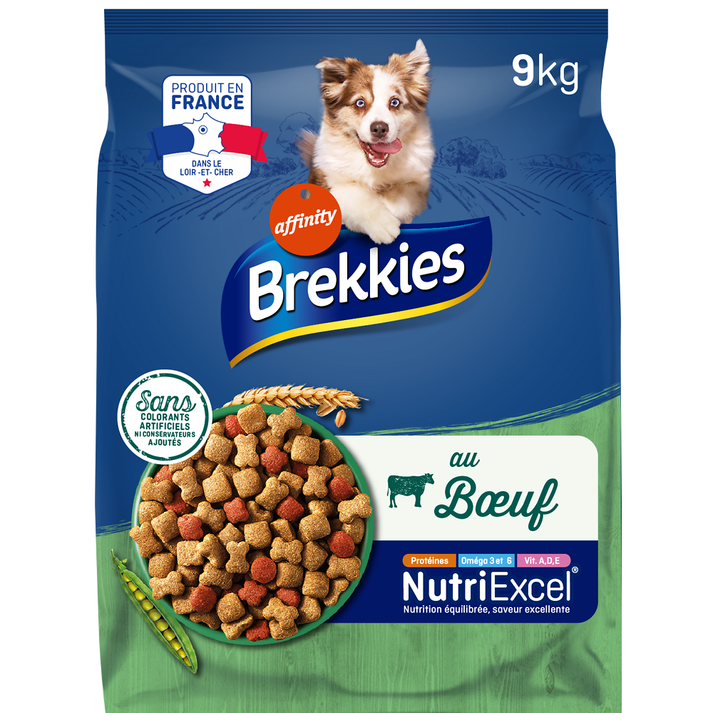 Croquettes Chien Adulte Boeuf BREKKIES - 9kg