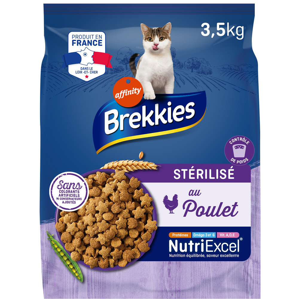 Croquettes Chat Stérilisé Poulet BREKKIES - 3,5kg