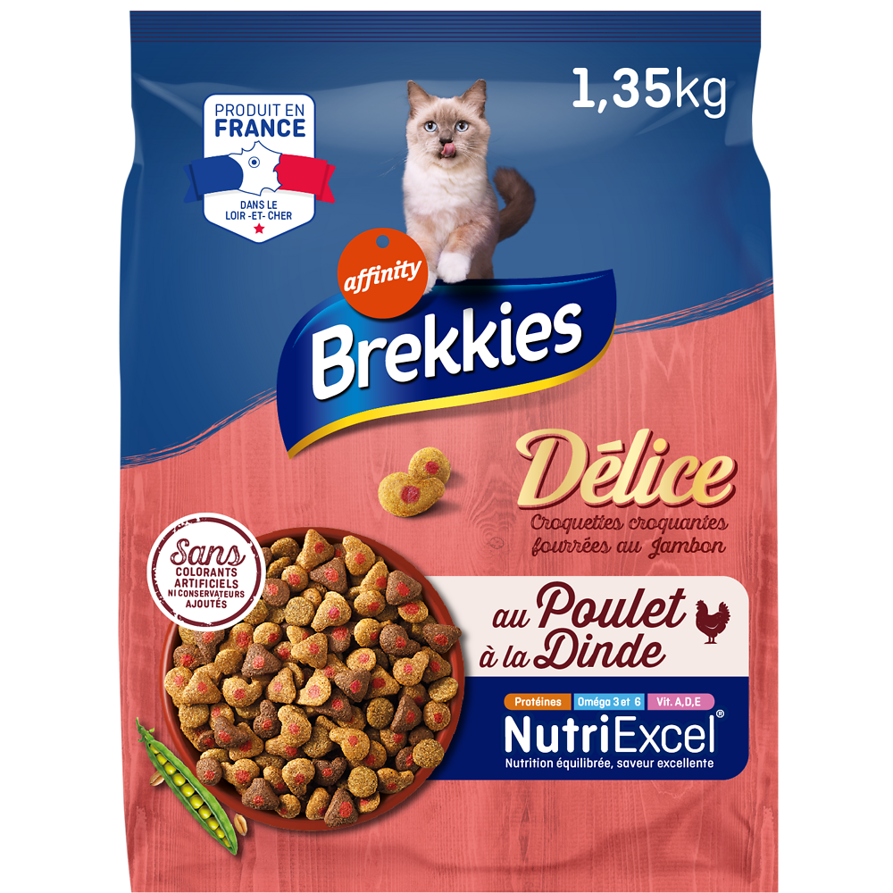 Croquettes Chat Délice Viandes BREKKIES - 1,35kg