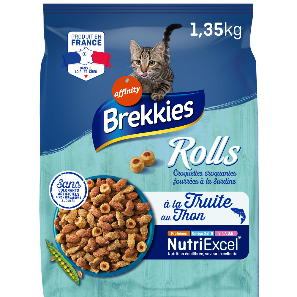 Croquettes Chat Délice Poissons BREKKIES, 1,35kg