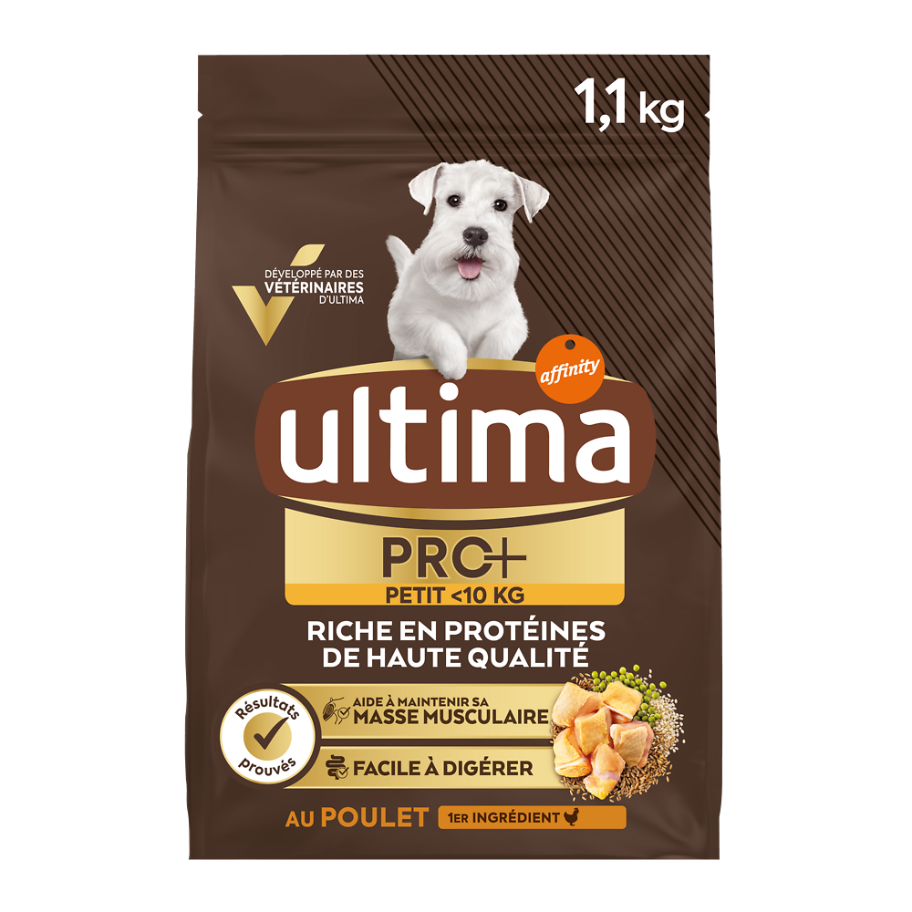 Croquettes Petit Chien Pro+ Adulte Poulet ULTIMA, 1,1 kg