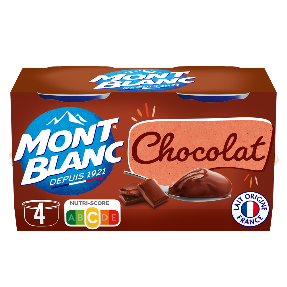 Crème dessert Coupelles Chocolat MONT BLANC, 4x125g