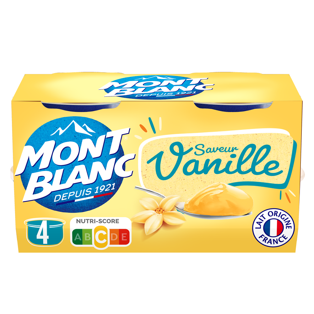 Crème dessert Coupelles Vanille MONT BLANC, 4x125g