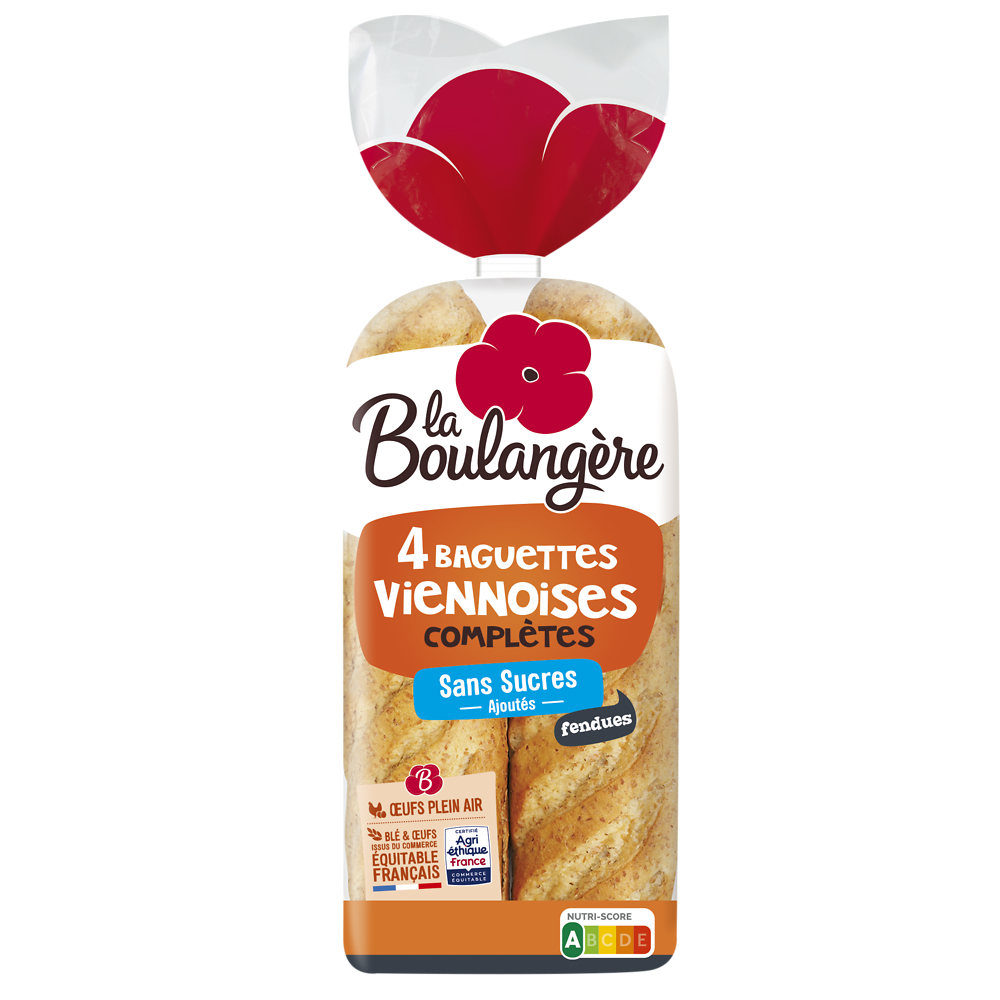 Pain Baguettes viennoises complètes LA BOULANGERE - x4 - 340g