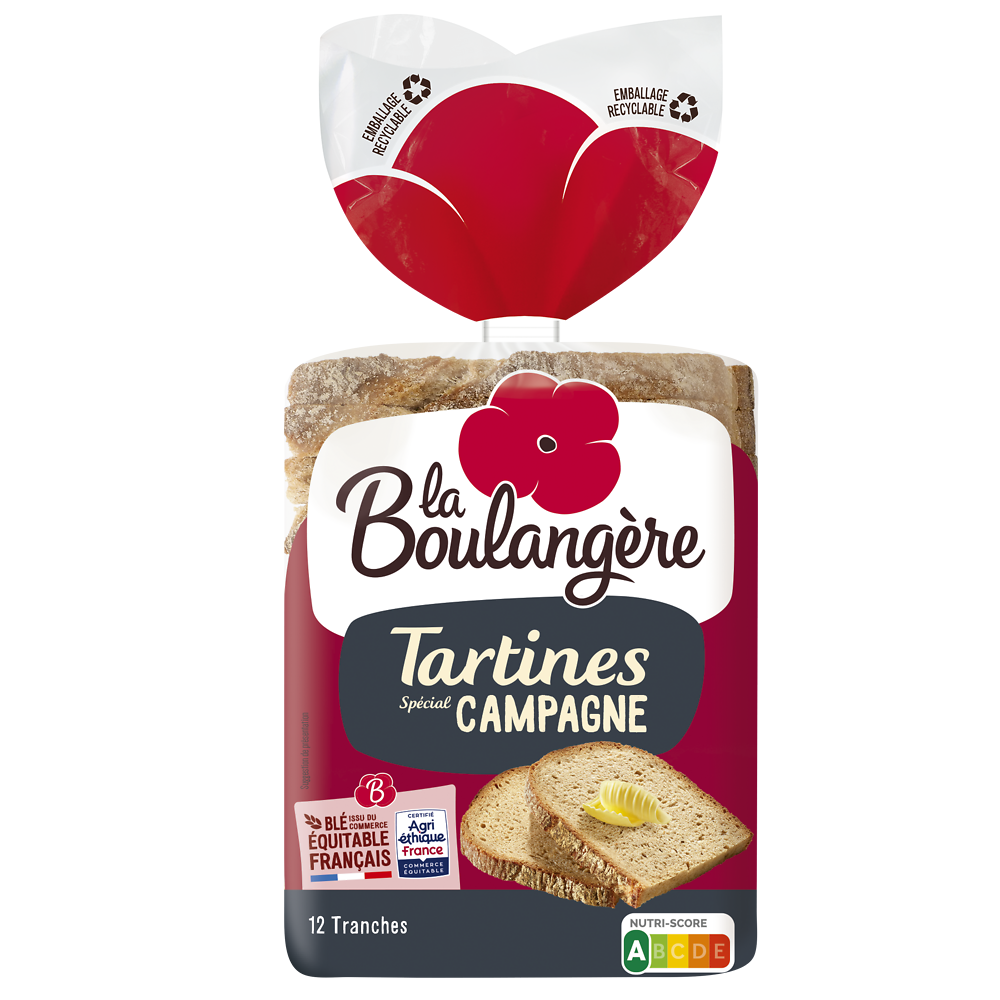 Pain Tartines de campagne LA BOULANGERE - 12 tranches - 450g