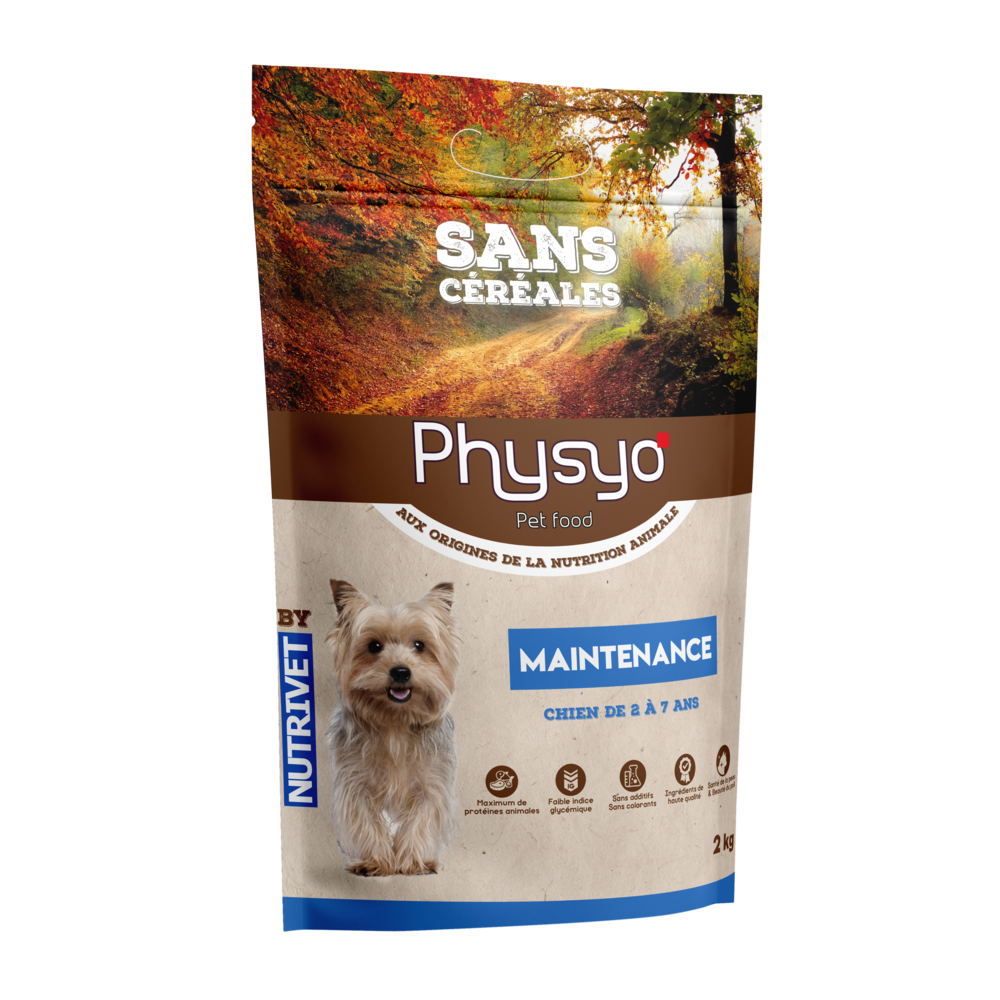 Croquettes pour chien adulte maintenance poulet sans céréales PHYSYO -2 kg