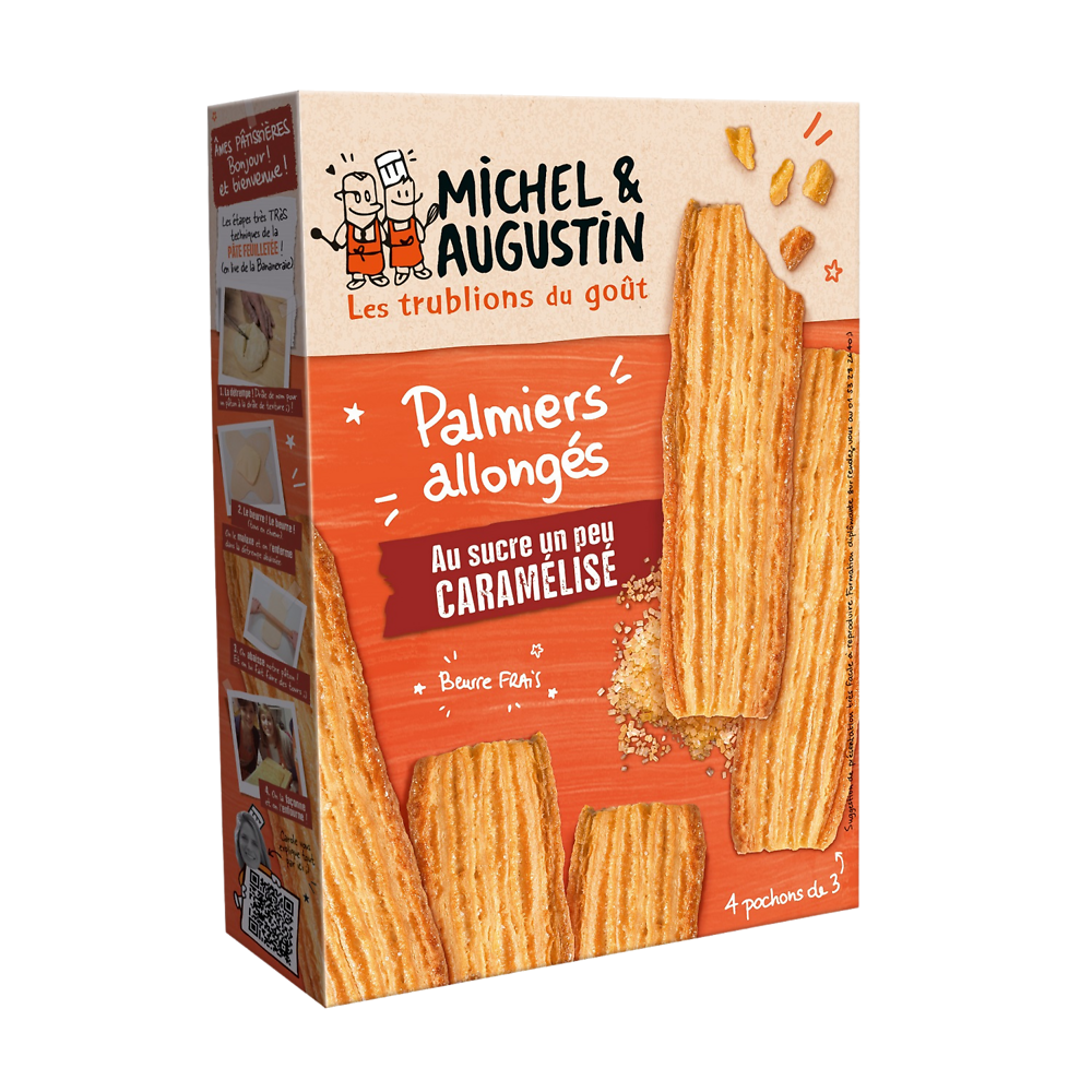 Palmiers allongés au sucre un peu caramélisé MICHEL ET AUGUSTIN, 120g