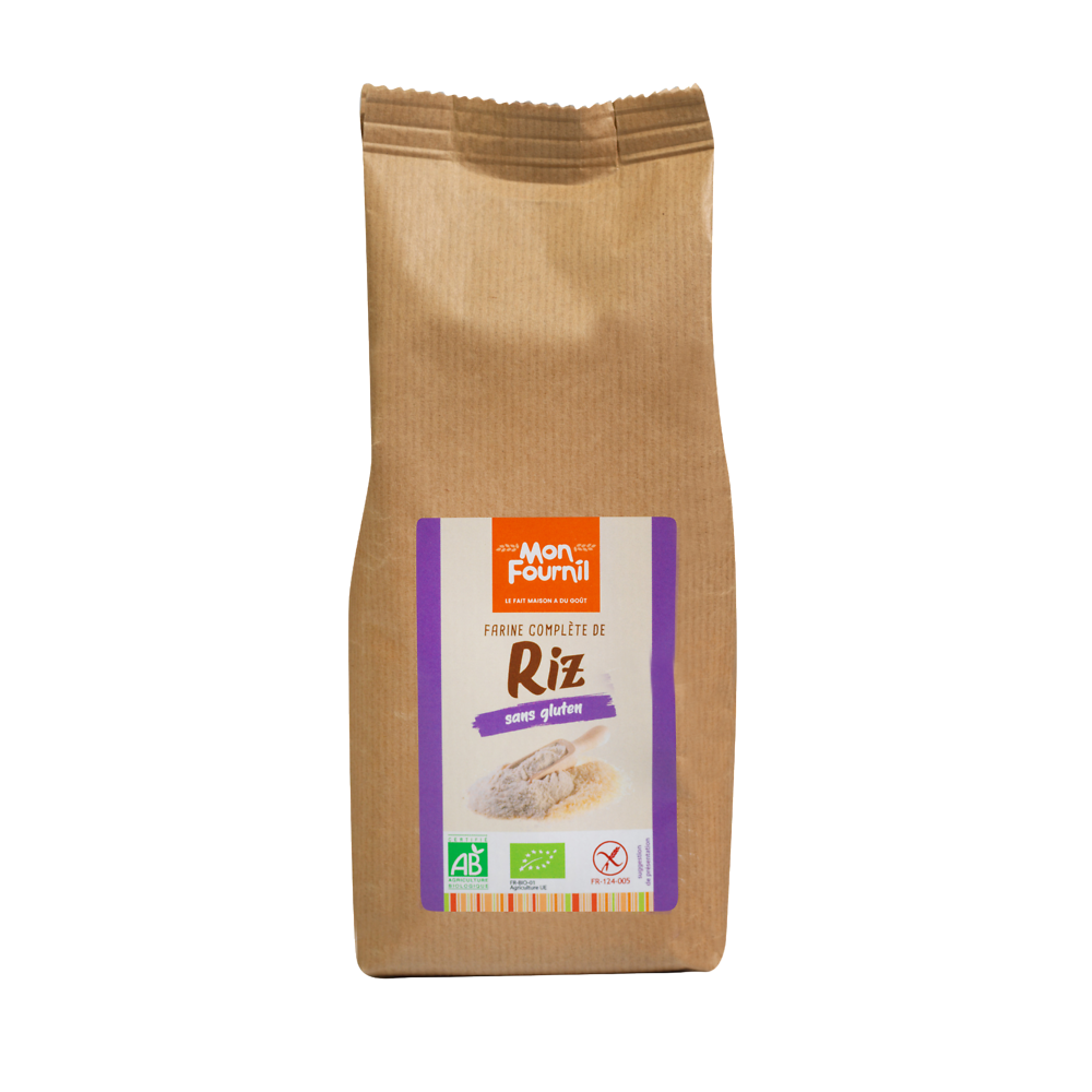 Farine complète de riz bio sans gluten, MON FOURNIL, sachet de 400g