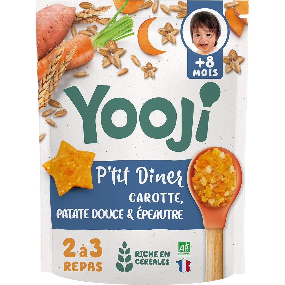 Portion p'tit diner carotte patate douce épeautre bio YOOJI8mois 300g