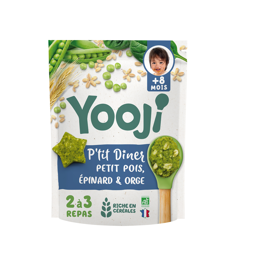 Portion p'tit diner pt pois épinard orge bio YOOJI8mois 300g