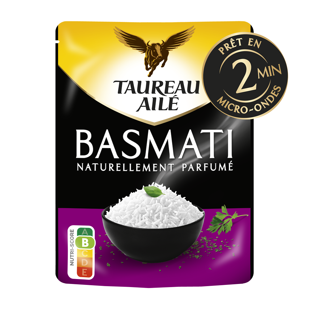 Riz Basmati nature micro ondables 2 minutes TAUREAU AILE doypack 220g